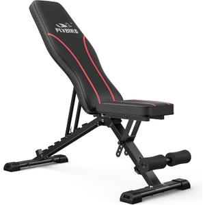 FLYBIRD WB2 Weight Bench, Utility Adjustable Weight Bench for Full Body Workout- Multi-Purpose Foldable Incline Bench (Black)