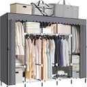 LOKEME Portable Closet, Great Size 82-Inch Portable Wardrobe with 5 Hanging Areas and 10 Storage Shelves for Hanging Clothes, Extra Sturdy 25mm Steel Tube and Easy to Assemble, Grey