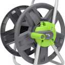 Water Hose Reel Cart, Holds 65-147 Ft of 5/8 Inch Hose, Wall Mounted Garden Hose Cart, Portable Hose Holder for Convenient Hose Storage and Watering (Green)