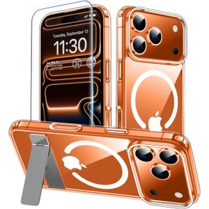 Xiwxi for iPhone 17 Pro Case with Kickstand,[Compatible with Magsafe][1*Screen Protector],Military-Grade Protection & Anti-Yellowing,Magnetic Phone Case for iPhone 17 Pro,Clear