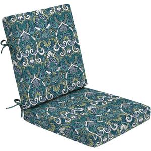 Arden Foam Outdoor Dining Chair Cushion, 20 x 20, Made with ProFoam, Rain-Proof, Fade Resistant, Sapphire Aurora Blue Damask