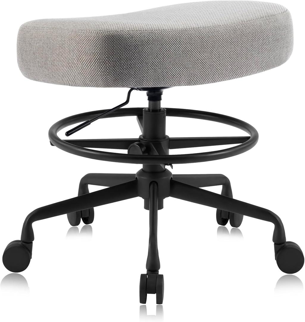 Pneumatic Swivel Rolling Saddle Stool 504 Kalea with Adjustable Foot Ring for Clinic SPA Tattoo and Home (Urban Taupe, Standard)
