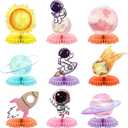 Lincia 9 Pcs Outer Space Honeycomb Centerpieces Two the Moon Birthday Party Decorations Girls Space Themed Honeycomb Table Centerpieces for Galaxy Planet Astronaut Party Supplies