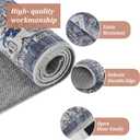 Area Rug Washable Vintage Rug Indoor Floor Cover Print Distressed Carpet Foldable Accent Rug Living Room Bedroom Dining Room, Blue, 2'x6' (Gray Blue Tone)