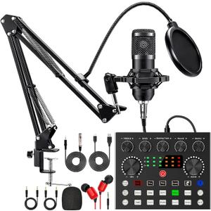 CofeLife Podcast Equipment Bundle, BM800 Podcast Microphone Bundle with V8s Voice Changer, Condenser Microphone Recording Studio Package for Podcasting Live Streaming Singing PC Mobile TikTok YouTube