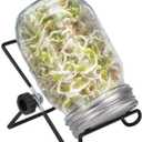 Sprouting Jar Kit, Wide Mouth Quart Mason Jars with Screen Sprout Lids & Stand, Seeds Germination Growing Kit, Seed Sprouter Set for Growing Organic Broccoli Alfalfa Mung Microgreens Bean (1Pack)