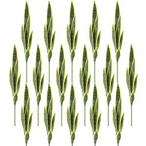 16 Pcs Faux Snake Plants 30 Inch Artificial Snake Plant Tall Faux Agave Fake Sansevieria for Garden Home Office Store Indoor Outdoor Decoration (Yellow)