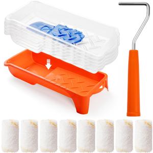 Paint Roller kit, 2 Inch 15 Pack Small Paint Roller Kit with Microfiber Paint Roller Covers, Paint Tray, Paint Tray Liner, Mini Paint Roller for Painting Corners