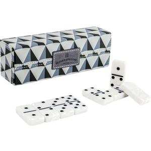 Dominos Set for Adults, Double 6 Domino Set, 28 Jumbo Marbleized White Tiles, Dominoes Set for Adults and Kids - Classic Board Games for Family & Travel (in Rhomb Pattern Leather Case)
