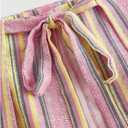 SHENHE Women's Linen Striped Wide Leg Palazzo Pants Casual Drawstring Waist Loose Long Trousers (M)