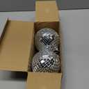 Disco Ball 4" Inch 2-Pack,Silver Hanging Ball with Attached String for Ring,Reflects Light,Fun Party Home Bands Decorations,Party Favor.