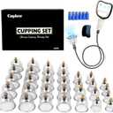 Cupluw Cupping Kit for Massage Therapy - 32 Cups Professional Chinese Cupping Set with Magnetics, Vacuum Cupping Therapy Set for Cellulite Reduction Muscle Pain Relief with Manual Pump
