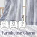 Chyhomenyc Stripe Curtains 30 Inch Length - Light Filtering Faux Linen Small Half Window Curtains Over Sink, Modern Farmhouse Curtain Tiers for Bathroom Basement, 30Wx30L, 2 Pieces, Dark Blue