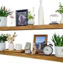 Rustic Floating Shelves 48 inch Long 8 inch deep Set of 2, Solid Wood Wall Shelves for Bedroom Living Room Kitchen,Book Shelf for Wall, Wall Mounted Shelves with Hidden Bracket- Gold Oak