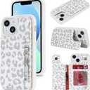 iCoverCase Compatible with iPhone 13 Mini Wallet Phone Case with Card Holder for Women Men, RFID Blocking PU Leather Case 5.4 Inch (Gray Leopard)