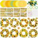 48 Sets Sunflower Craft Kits DIY Fall Wreath Hanging Ornaments Make Your Own Paper Autumn Craft with Bee Daisy Stickers for Home Summer Party Favors Activities