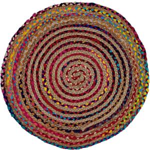 Trade Star Beautiful Round Braided Rug 28" Decorative Floor Mat Handmade Carpet Assorted Decor Reversible Outdoor Indian Rug Fall Decor Floor Multi Color Rug for Living Room