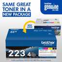 Brother Genuine Standard-Yield Toner Cartridge Four Pack TN223 4PK - Includes one Cartridge Each of Black, Cyan, Magenta & Yellow Toner, Standard Yield, Model: TN2234PK