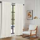 P Pothuiny Ivory White Blackout Velvet Curtains 96 Inches Long 2 Panels, 52"W x 96"L