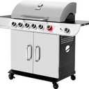 Royal Gourmet SG6002R 6-Burner Propane Grill with Sear Burner and Side Burner, Stainless Steel Cabinet Style Gas Grill with 71,000 BTU Output, for Outdoor Patio Garden Picnic Backyard Cooking, Silver