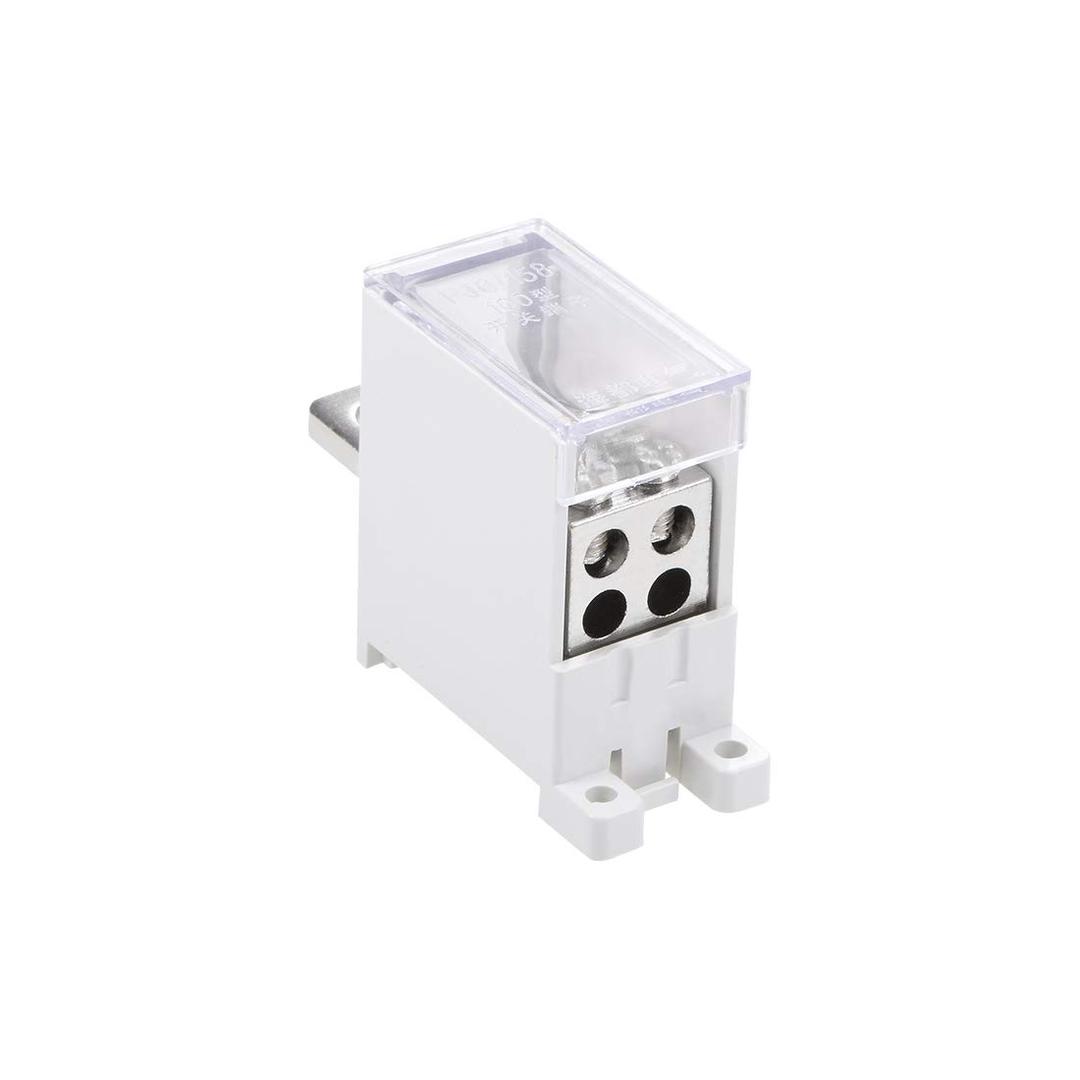 uxcell 1 Inlet 4 Outlet DIN Rail Terminal Blocks 690V 125A Max Input Distribution Block for Circuit Breaker