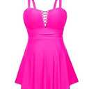 Aqua Eve Plus Size Two Piece Swim Dress Tankini with Shorts Tummy Control Swimsuit for Women Bathing Suits Hot Pink, 26W  