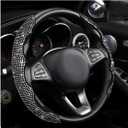 2 PCS Steering Wheel Cover, Segmented Car Wheel Covers with Crystal Rhinestones, Non-Slip Protector Bling Sparkly Decoration for Most Steering Wheels, Car Accessories (White)