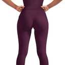 SUUKSESS Women 2 Piece Workout Sets Compression Tummy Control Leggings with Pockets Halter Built in Bra Tank Tops (Large, Violet)