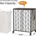 WOWLIVE Double Laundry Hamper with Lid, Rolling Laundry Basket with Wheels, 115l