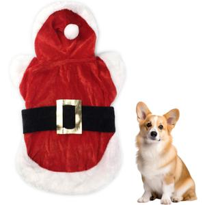 Santa Dog Costume Christmas Pet Clothes Winter Hoodie Coat Clothes for Dog Pet Clothing with Hat Chihuahua Yorkshire Poodle Cats Puppies (Red,XS)