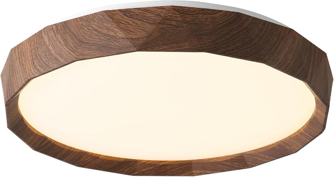 ANYLOVE 15 inch LED Flush Mount Ceiling Light Fixture,3000K 4000K 5000K Adjustable Ceiling Lights, Farmhouse Oak Wood Grain Ceiling Light for Bedroom Hallway Bathroom Kitchen