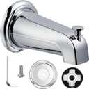 Dreyoo Slip On Diverter Tub Spout with Metal Cover Ring and Foam Gasket, Compatible with Kohler GP85556-CP, Bathroom Bathtub Faucet Set Replacement Fits 1/ 2'' Copper Water Tube (Polished Chrome)