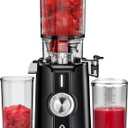 Cold Press Juicer, LINKChef Slow Masticating Juicer Machines with No-Prep 4.35" Large Feed Chute & Upgraded Auger for Whole Vegetables and Fruits, 42oz Capacity, Easy to Clean, Blackout 