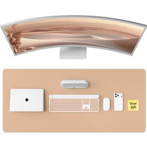 YSAGi Leather Desk Protector, Office Mat, Large Mouse Mat, Non-Slip PU Leather Blotter, Laptop Desk Mat, Waterproof Writing Pad for Office and Home (Latte, 47" x 17")