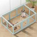 Clear Acrylic Dog Playpen Indoor, Puppy Cat Small Pet Play Pen, Pet Cat Playpen for Rabbits, Dog Fence Crate Kennel Whelping Cage (Green, 10 Panel)