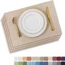 Home Brilliant Placemats Set of 4 Heat Resistant Dining Table Place Mats Plate Mat Cloth Placemats Spring Kitchen Table Mats Indoor Outdoor Dinner, Light Linen