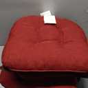 downluxe Indoor Chair Cushions for Dining Chairs, Tufted Overstuffed Textured Kitchen Chair Pads with Ties and Non-Slip Backing, 15.5" x 15.5" x 4", Burgundy, 4 Pack