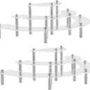 Gonice 2 Pack Acrylic Display Risers, 3 Tier Half Moon Cupcake Stand, Graduation Party Display Riser, Birthday Party Decoration, Display Stand for Figure and Perfume (silver)