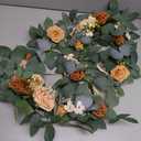 Ling's Moment 5FT Beige Brown Artificial Flower Garland Fake Rose Eucalyptus Garland Arch Flowers Vine for Wedding Party Backdrop Home Table Centerpieces Decorations