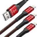 UYOUNG iPhone Charger Cable 3Pack 6FT [Apple MFi Certified] USB to Lightning Cable Nylon Braided Heavy Duty Fast Charging Cord Compatible with iPhone 14/13/12/11/SE/X/XS/XR/8/7/6/6S/iPad - Red