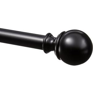 Amazon Basics Sturdy Adjustable Curtain Rod for Windows with Round Finials, 1-Inch, 72" to 144", Black, 1-Pack