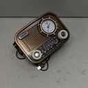 Gelielim Portable Radio AM FM, Vintage Retro Bluetooth 5.3 Speaker, Shortwave Radio Support TF Card/USB, Battery Powered, Gift for Elderly, Retro Vintage Decor for Home, Brown