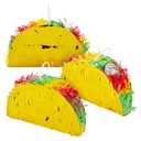 BLUE PANDA 3 Pack Mini Taco Pinatas - 6.25 x 2 x 3.6 in - Taco Decorations & Mini Pinata Favor