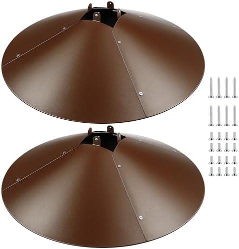 Qualirey 2 Pack 21.5 Inch Metal Squirrel Proof Baffle for 4 x 4 Posts Wrap Around Guard for Bird Feeder Pole to Deter Squirrels (Brown)