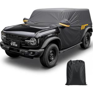 JOYTUTUS Waterproof Cab Cover for Bronco 4 Doors 2021-2026, 420D PU Coated Oxford Fabric Car Cover with UV50+ Protection, Driver Side Zipper Access, Reinforced Hooks & Straps - Windproof Rain Shield