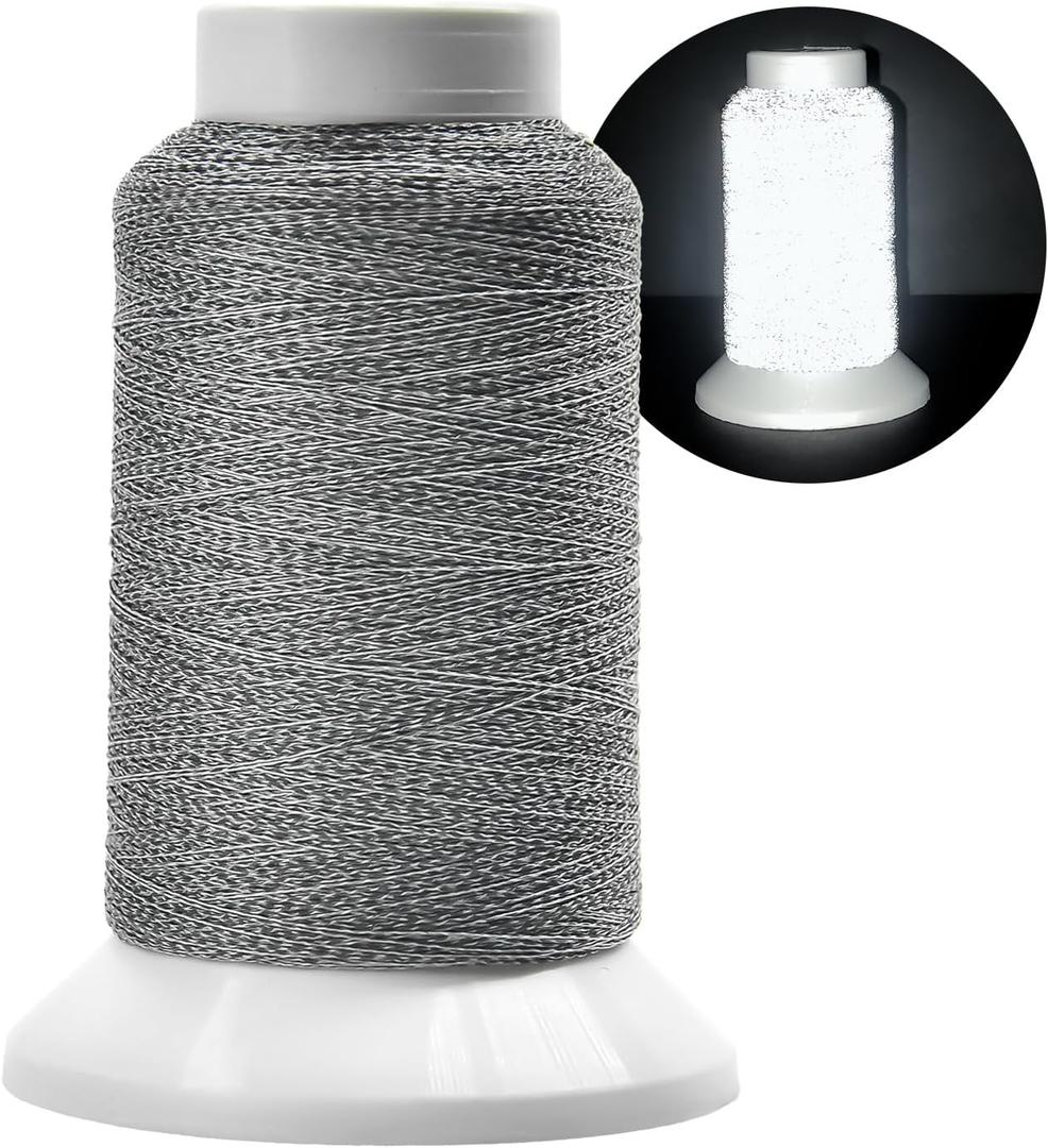 Reflective Embroidery Thread,Embroidery Machine Thread in Grey,Single Reel of 1000M(1093Y),Polyester Embroidery Thread for Embroidery
