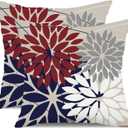 DFXSZ Outdoor Throw Pillow Covers 18x18 Inch Set of 2 Waterproof Spring Summer Geometric Elegant Red Blue Outdoor Pillow Covers for Patio Funiture Garden Couch 158U18