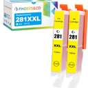 CLI-281 XXL Y Yellow Ink Cartridge Replacement for Canon 281XXL Ink Work with Canon PIXMA TS6320 TS8220 TS8320 TR7520 TR8520 (2X CLI-281XXL Yellow)