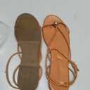 Coutgo Womens Strappy Flat Sandals Open Toe Flip Flops Sandals Ankle Strap Summer Beach Shoes (Orange) Size 11