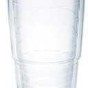 Tervis Clear & Colorful Lidded Made in USA Double Walled Insulated Tumbler Travel Cup Keeps Drinks Cold & Hot, 24oz, Blue Lid, 1 Count (Pack of 1)